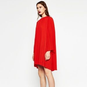 zara red pleated dress Zara SS19 Pleated Dress Red 2731/060 NWT